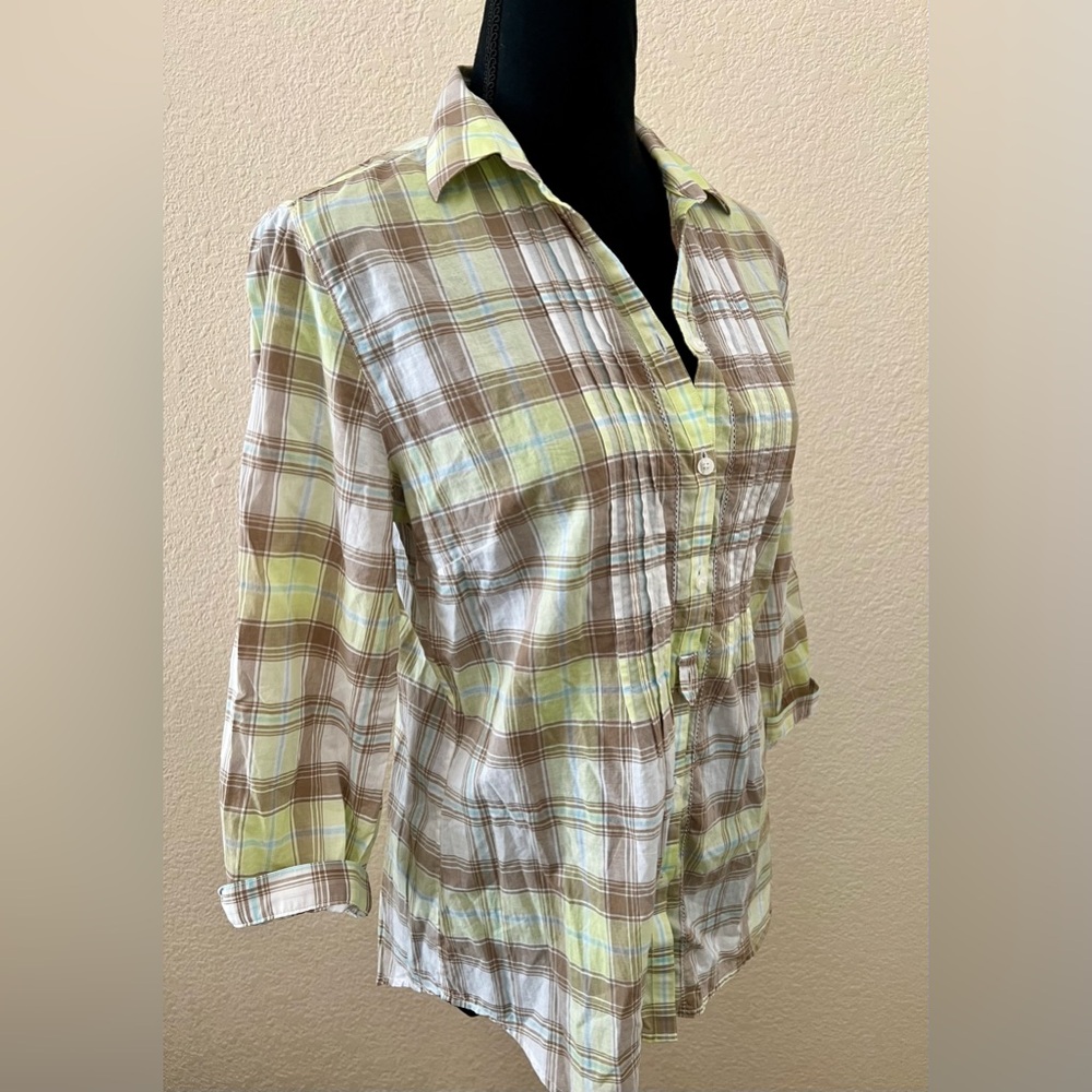 R.M. Williams Women’s Button Up Green & Tan Semi Fitted Western Shirt Size 6